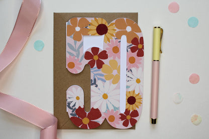 Ellice Owens Designs - Floral 50th Birthday Card for Her