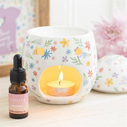 Spring Floral Print Egg Oil Burner and Wax Warmer