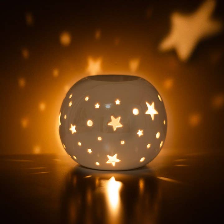 White Iridescent Star Oil Burner and Wax Warmer -birthday gift, mothers day gift