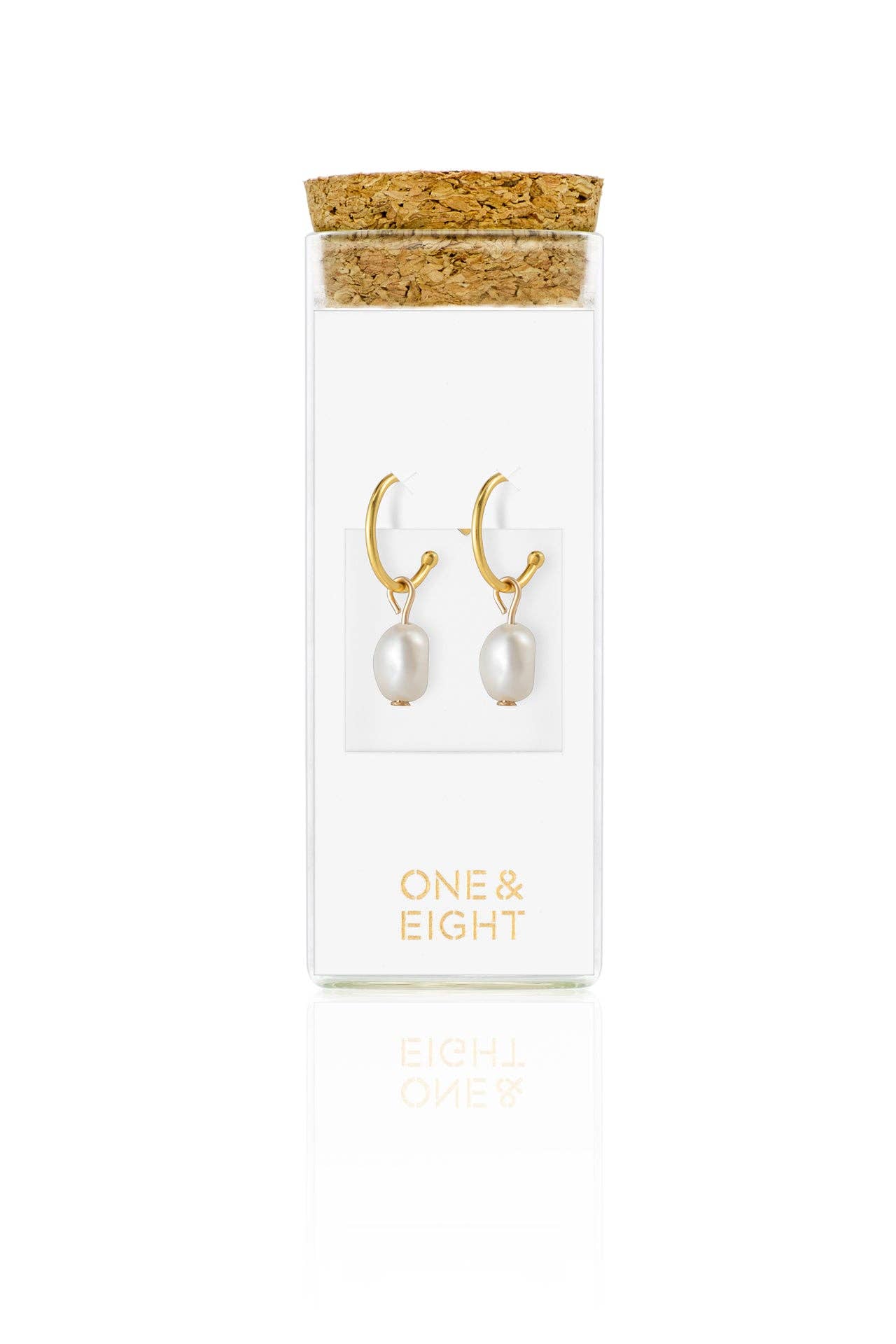 One & Eight - Gold Pearl Drop Studs