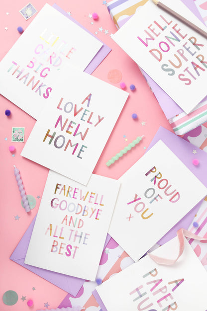 Two For Joy Illustration - Farewell – Good Luck Luxury Foiled Rainbow Greeting Card