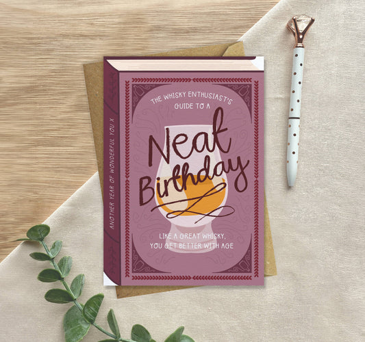 Two For Joy Illustration - Neat Birthday Whisky Enthusiast – Luxury Book Greeting Card