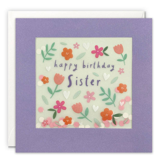 James Ellis - Sister Flowers Confetti Birthday Card - Paper Shakies
