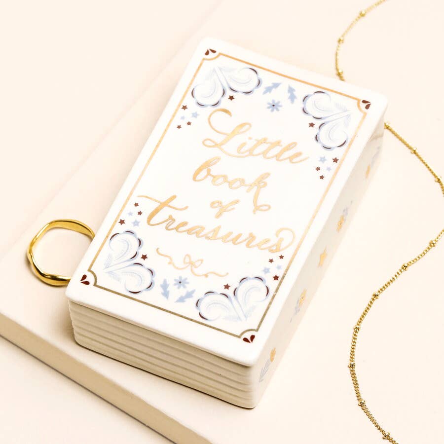 Lisa Angel (US Duties Paid) - Ceramic 'Little Book of Treasures' Trinket Pot