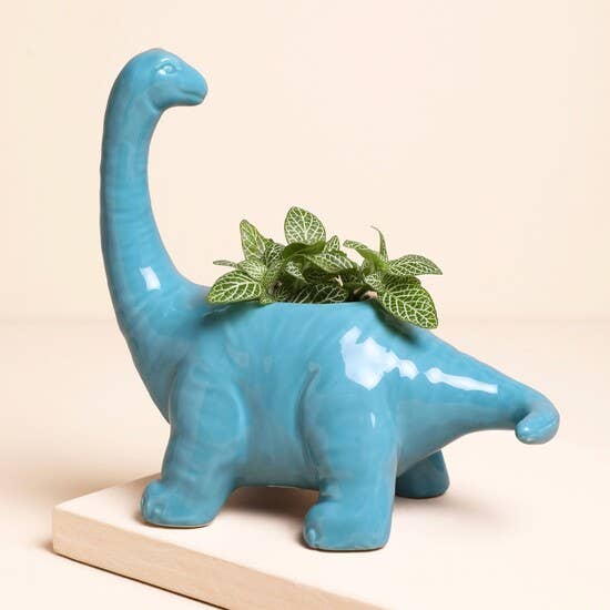 Lisa Angel - Teal Diplodocus Dinosaur Planter