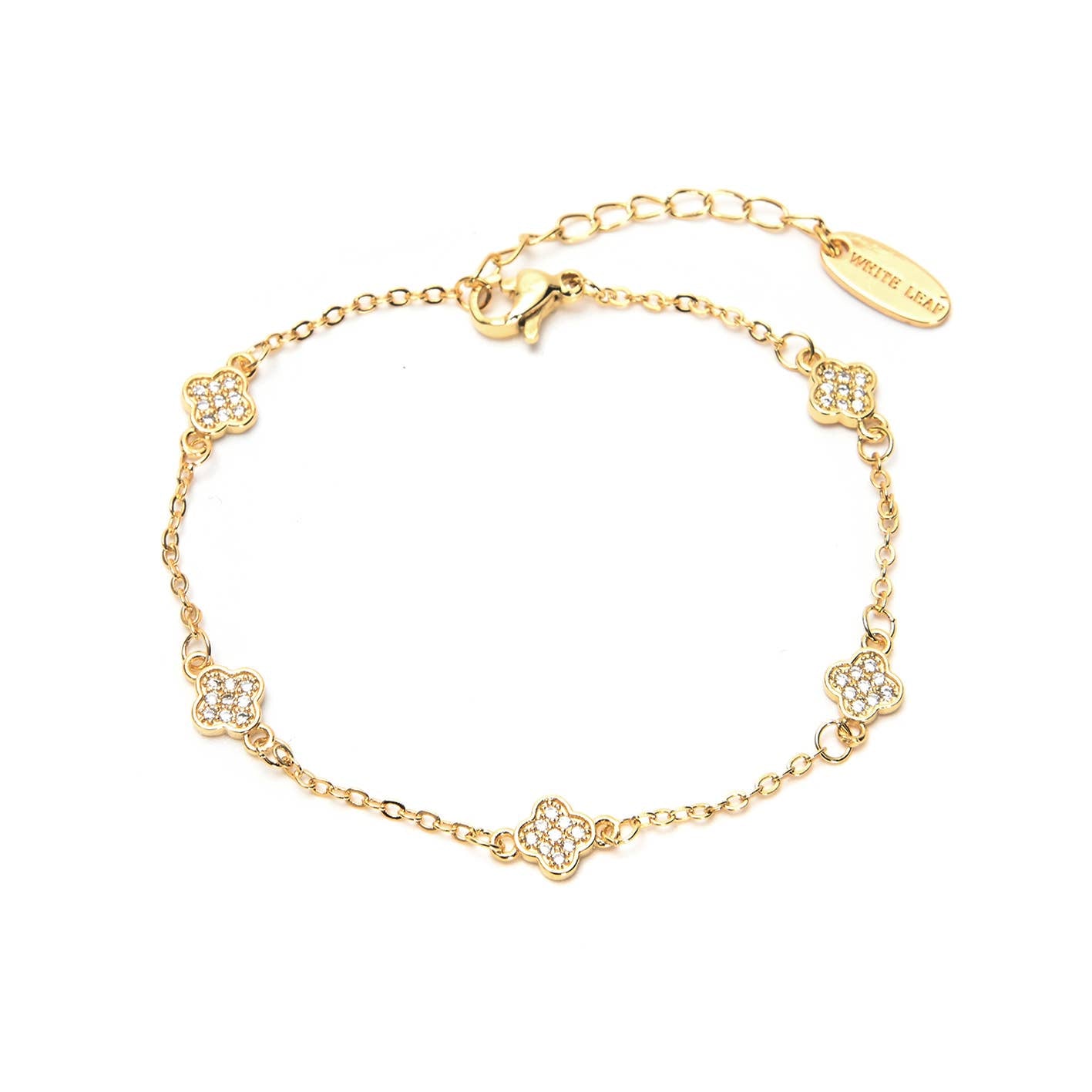 White Leaf - Mini Multi Clover Bracelet in Gold