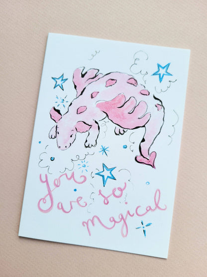 La la lu - Magical Dragon Card in Pink