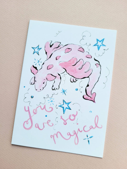 La la lu - Magical Dragon Card in Pink