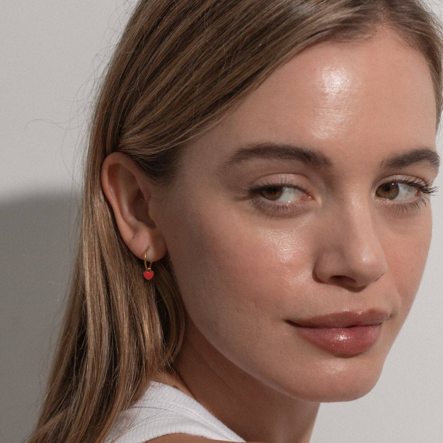 One & Eight - Ruby Heart Enamel Earrings