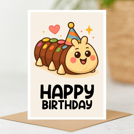 The Playful Press - Caterpillar Happy Birthday Cake Greeting Card