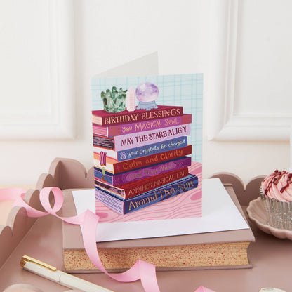 Two For Joy Illustration - Birthday Witchy Crystal Blessings - Foiled Bookish Birthday Card