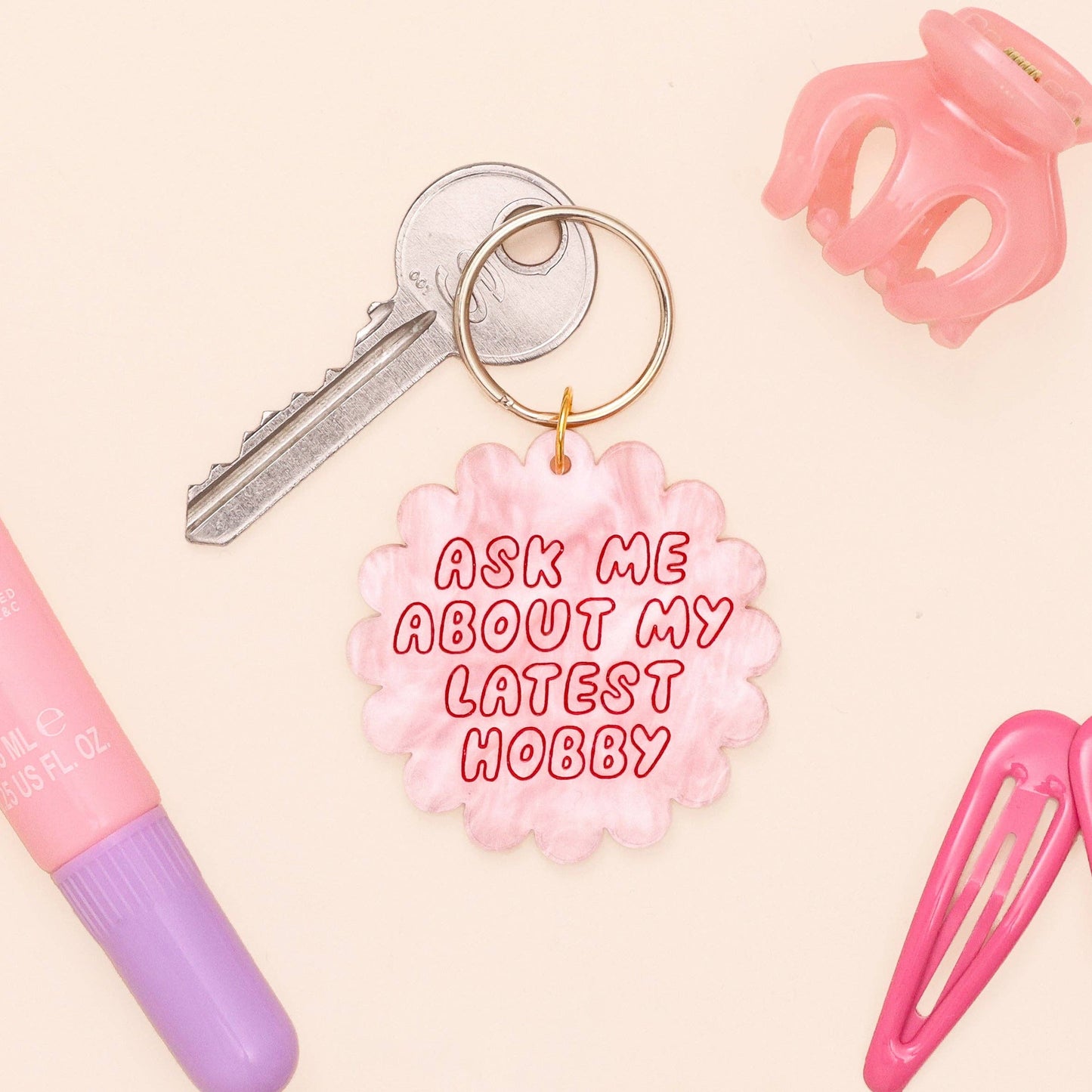 Oh, Laura - Acrylic keyring - ask me about my latest hobby