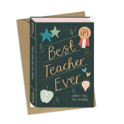 Two For Joy Illustration - Best Teacher Ever – Luxury Book Greeting Card