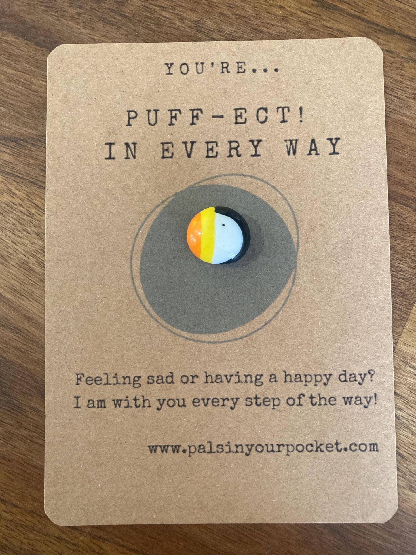 Pals in your Pocket - Pocket Pet Little Bird Pebble Note Card With Puffin & Owl
