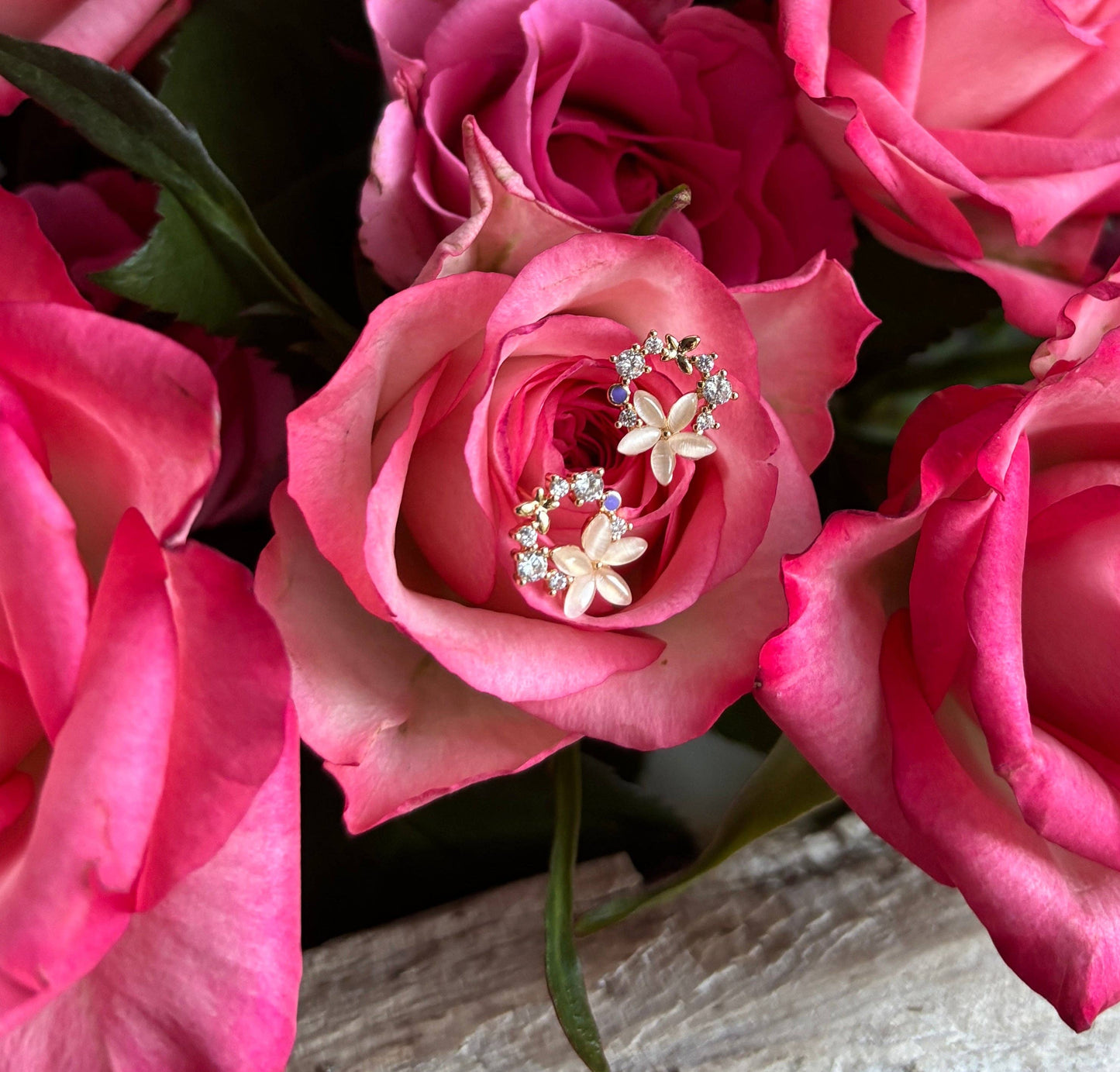 Ocean Ripples - 14ct Gold Plated Flower Wreath Earrings