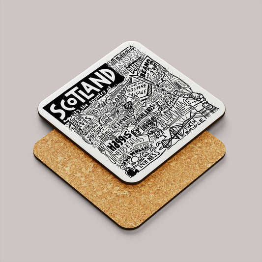 Sketchbook Design - Scotland Landmarks Square Coaster
