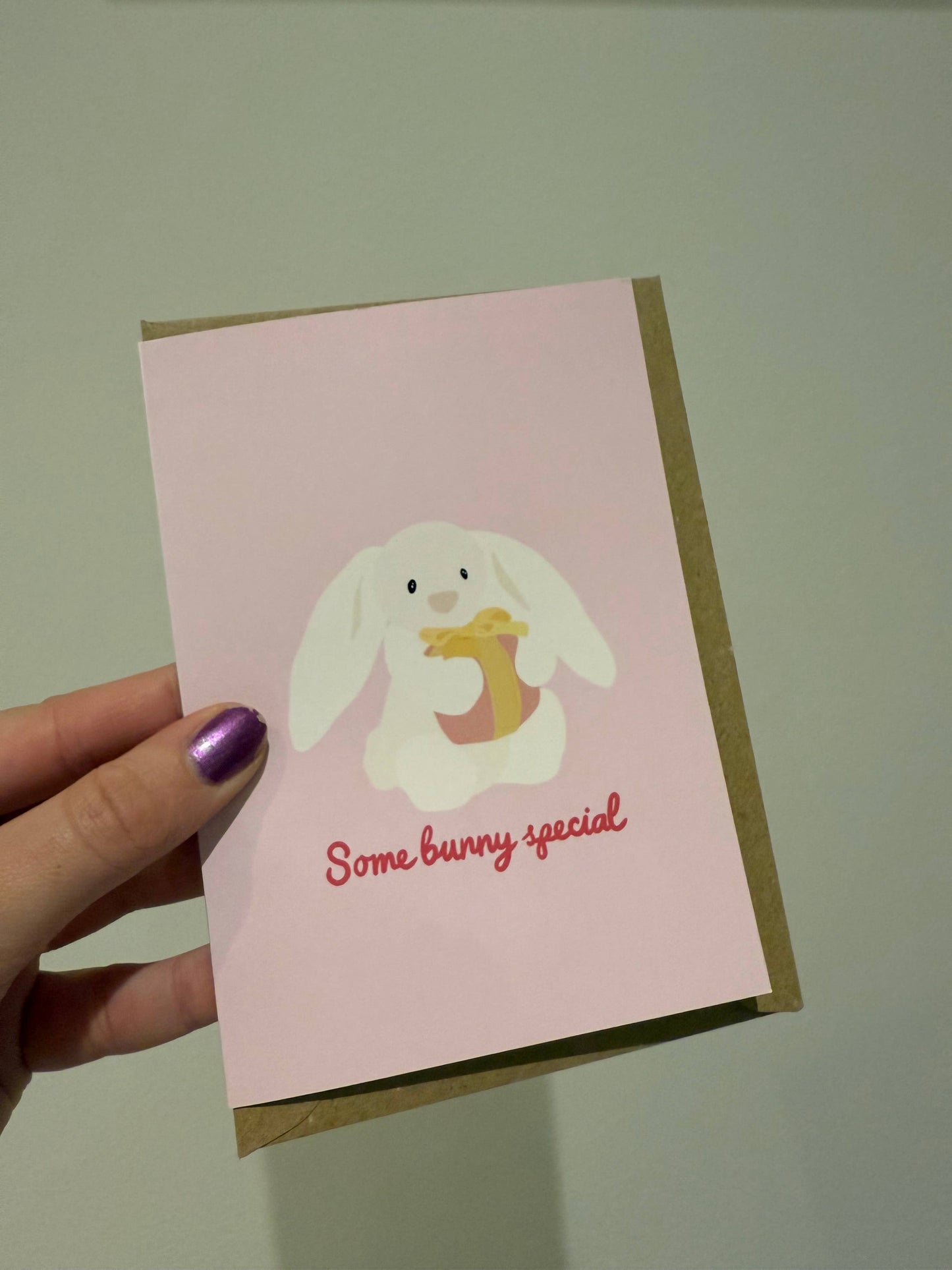 Gallerybylara - Bunny celebration card. “Some bunny special”. A6 - jelly cat inspired