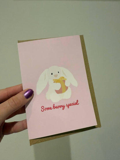 Gallerybylara - Bunny celebration card. “Some bunny special”. A6 - jelly cat inspired