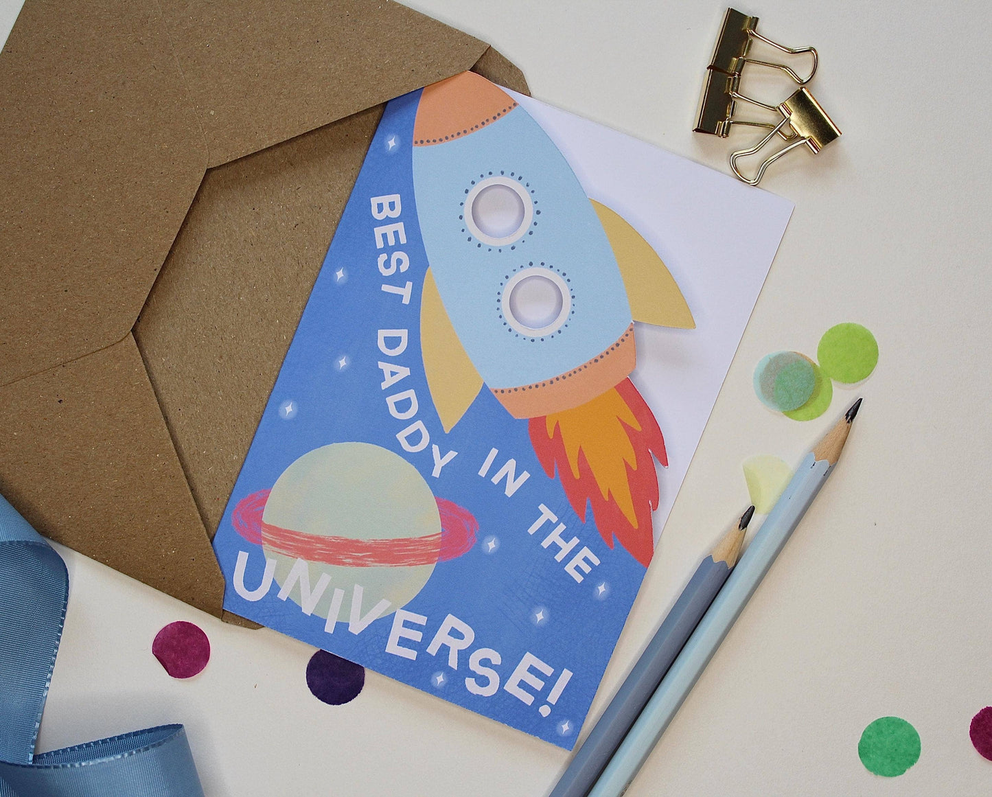 Ellice Owens Designs - Space Rocket Daddy Card for Father’s Day or Birthday