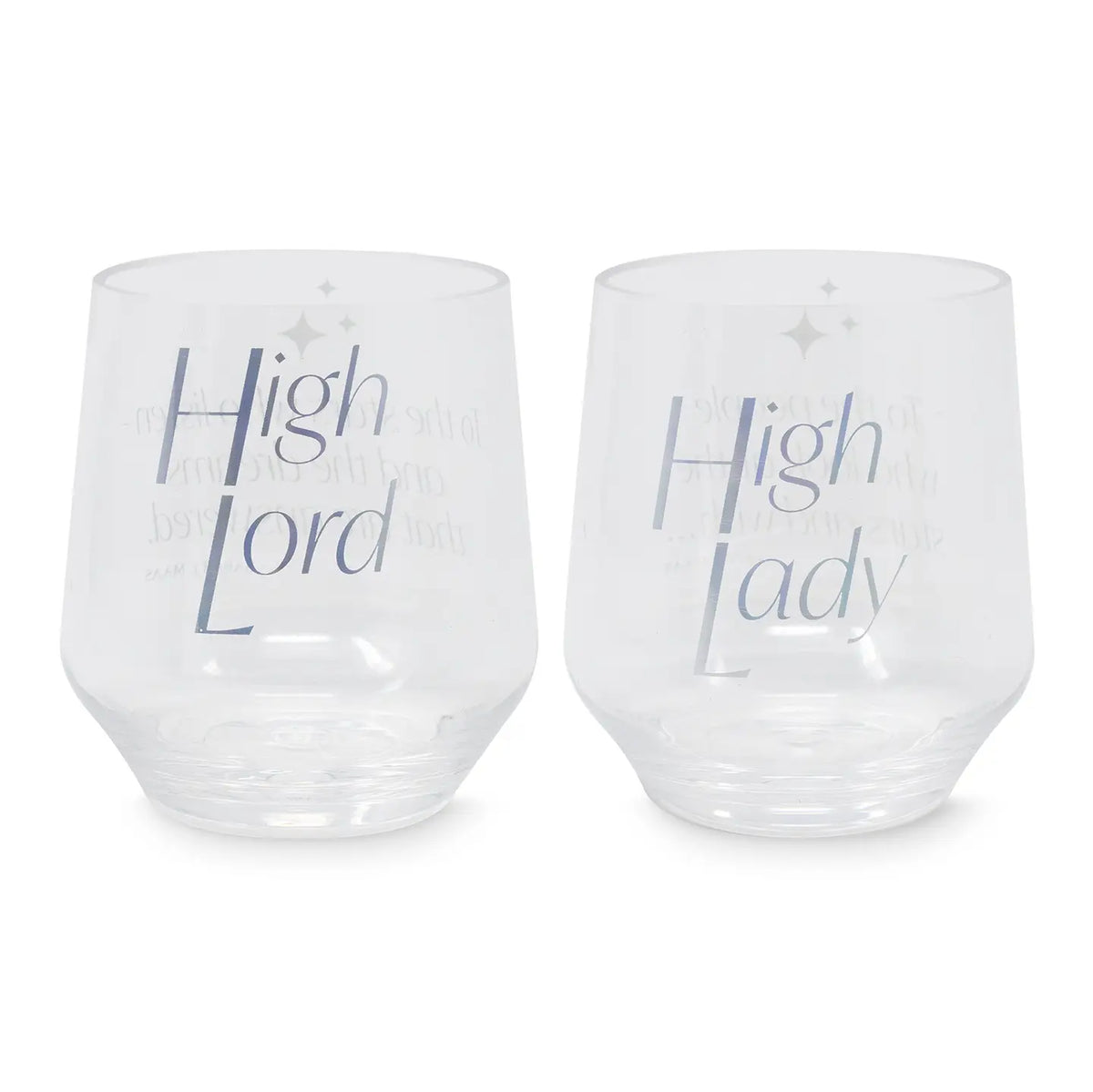 ACOTAR  - Official Licensed product by Sarah J Maas.      Acrylic Stemless Wine Glass Set, Night Court