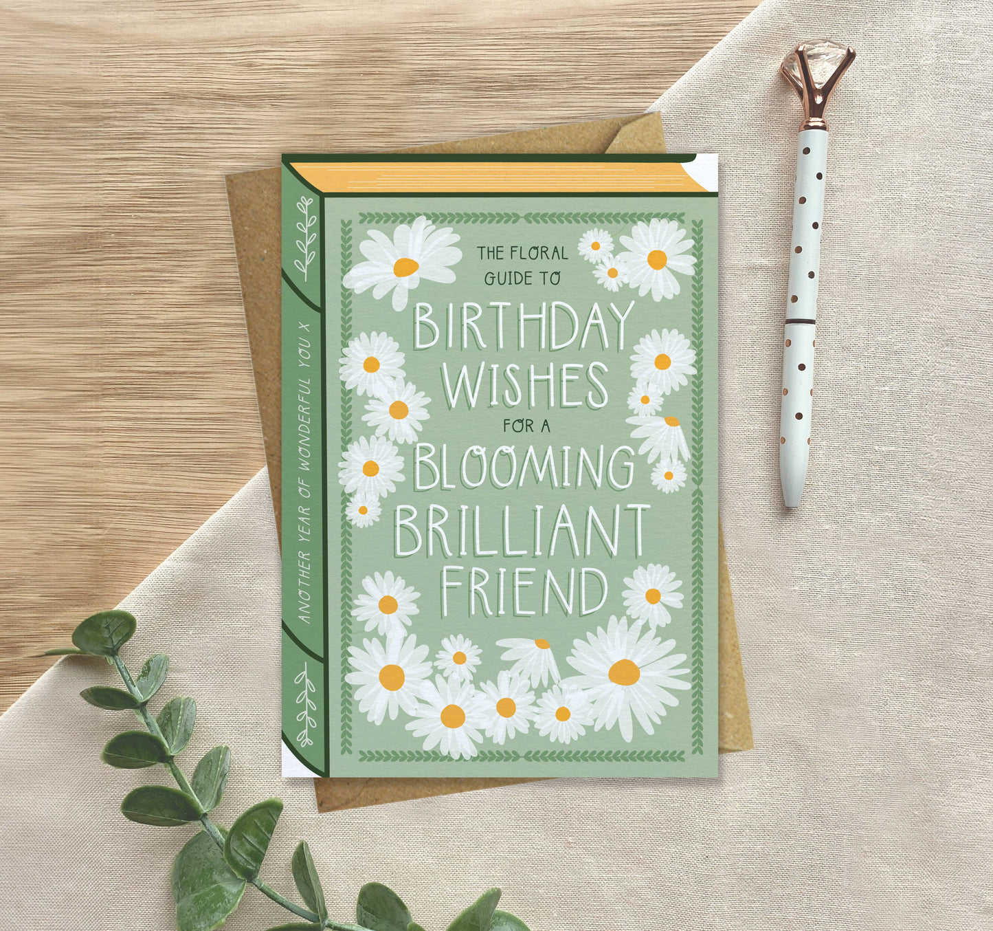 Two For Joy Illustration - Blooming Brilliant Friend – Luxury Book Birthday Card