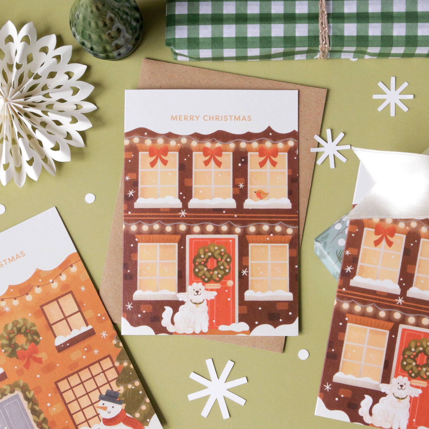 Hopscotch Paper Co. - Cozy Christmas House, Boxed Christmas Card Packs