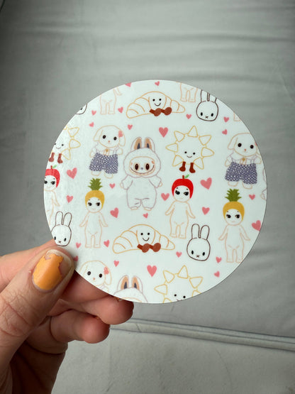 Trinket coaster. Handmade. Tea coaster. Collectables  Jellycat Miffy Labubu inspired design