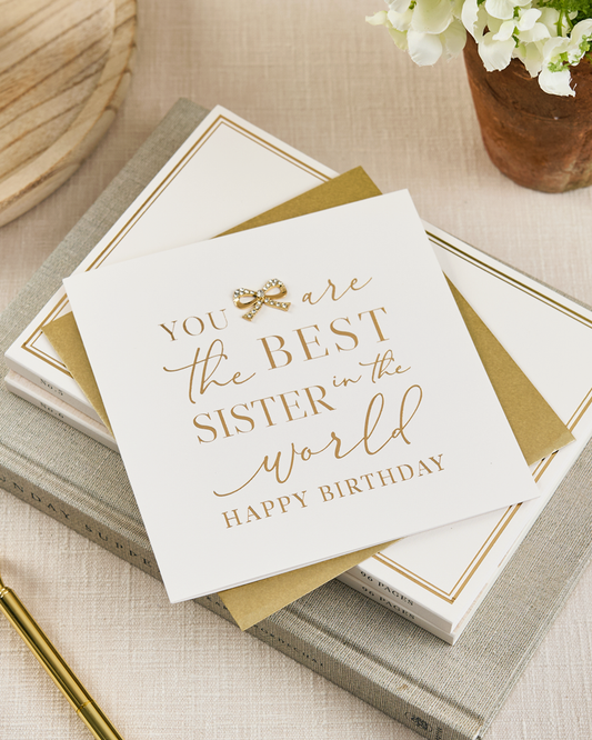 Hearts Designs - Best Sister In The World, Embellished Greetings Card