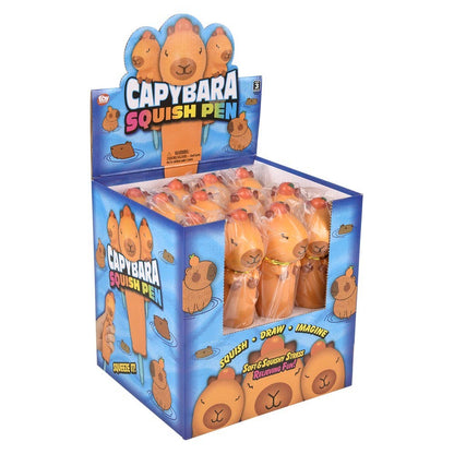 Squish Capybara Fidget Toy Pen Display of 12