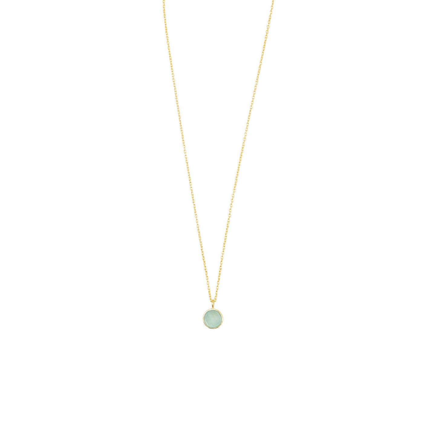 White Leaf - Faceted Stone Necklace in Gold with Aqua Chalcedony