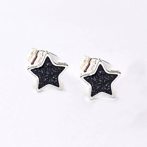 Coral and Mint - Black Star Studs