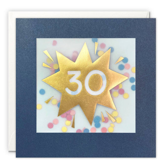 James Ellis - Age 30 Gold Confetti Birthday Card - Paper Shakies