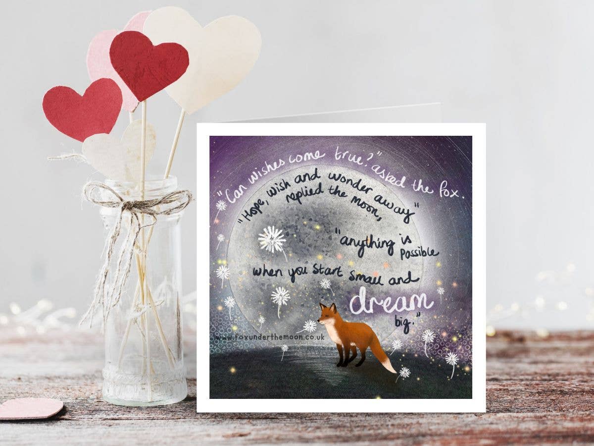 Fox Under The Moon - "Wishes" Celebration & Encouragement Card by Fox Under The M