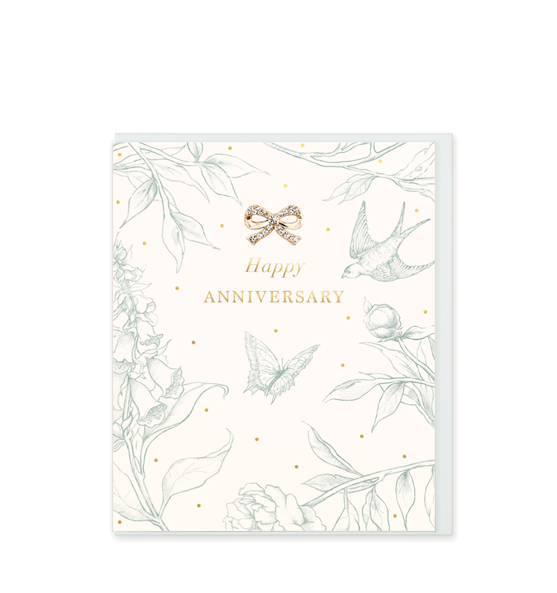 Hearts Designs - Happy Anniversary, Embellished Greetings Card