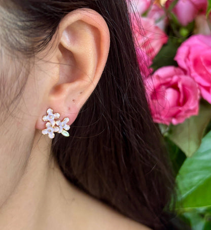 Ocean Ripples - 14ct Gold Plated Lilac Flower Stud Earrings