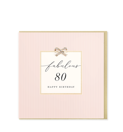 Hearts Designs - Fabulous 80 Happy Birthday, Embellished Greetings Card