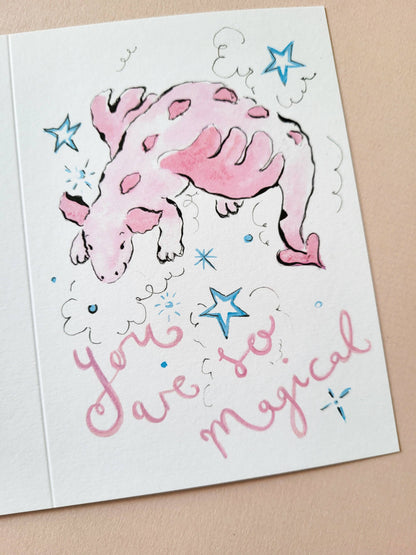 La la lu - Magical Dragon Card in Pink