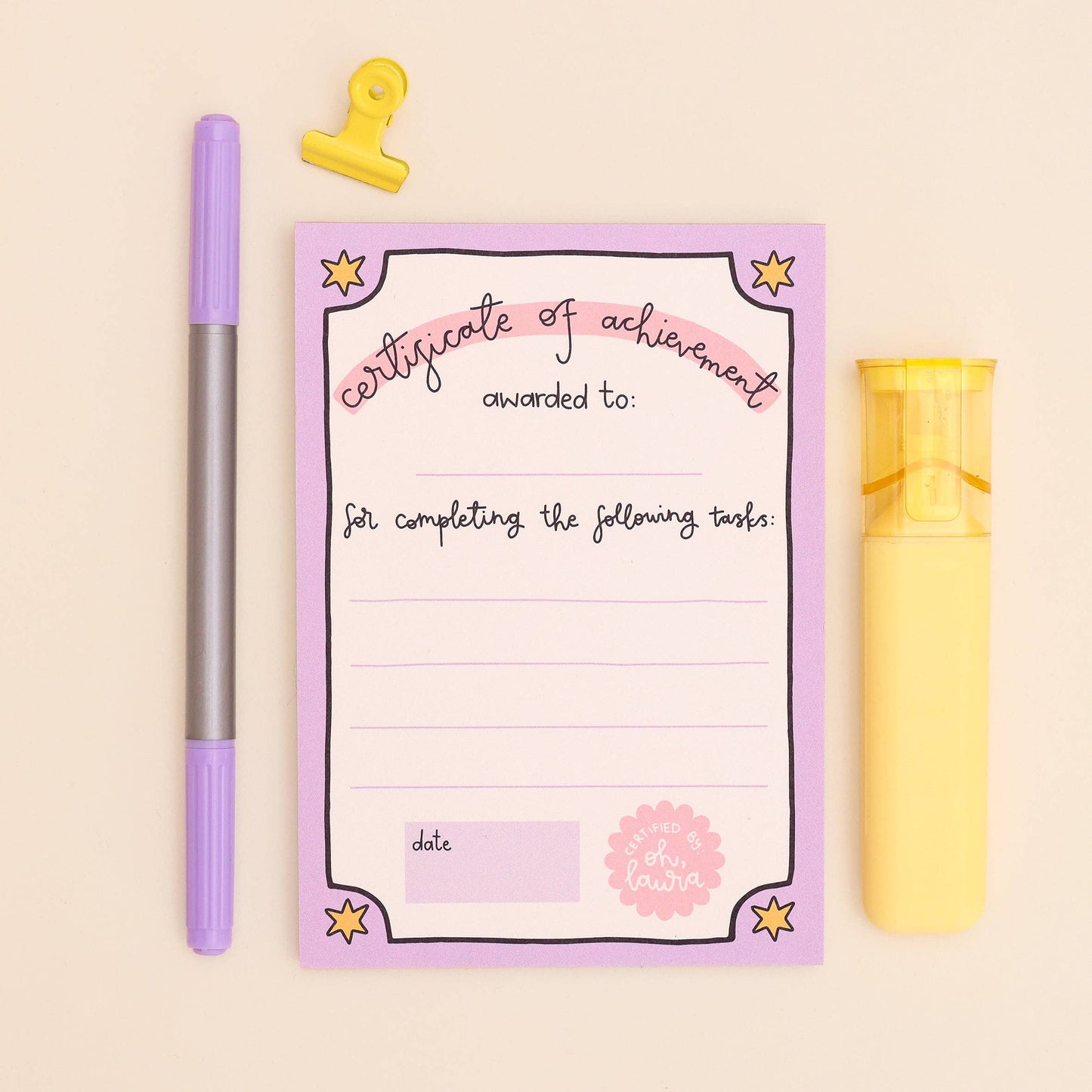 Oh, Laura - A6 Notepad - Certificate