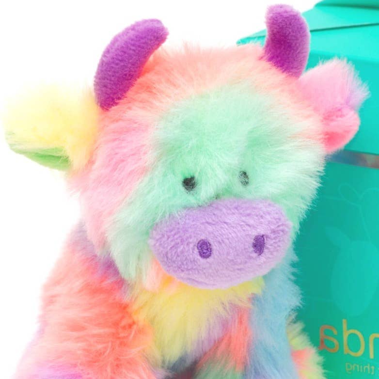 Jomanda Soft Toys & Accessories - UK Based - Highland Cow Soft Plush Toy Mini Rainbow 13CM