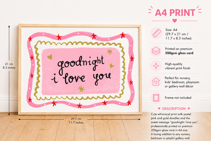 It's Lucy Doodles - Goodnight I love you pink whimsical print