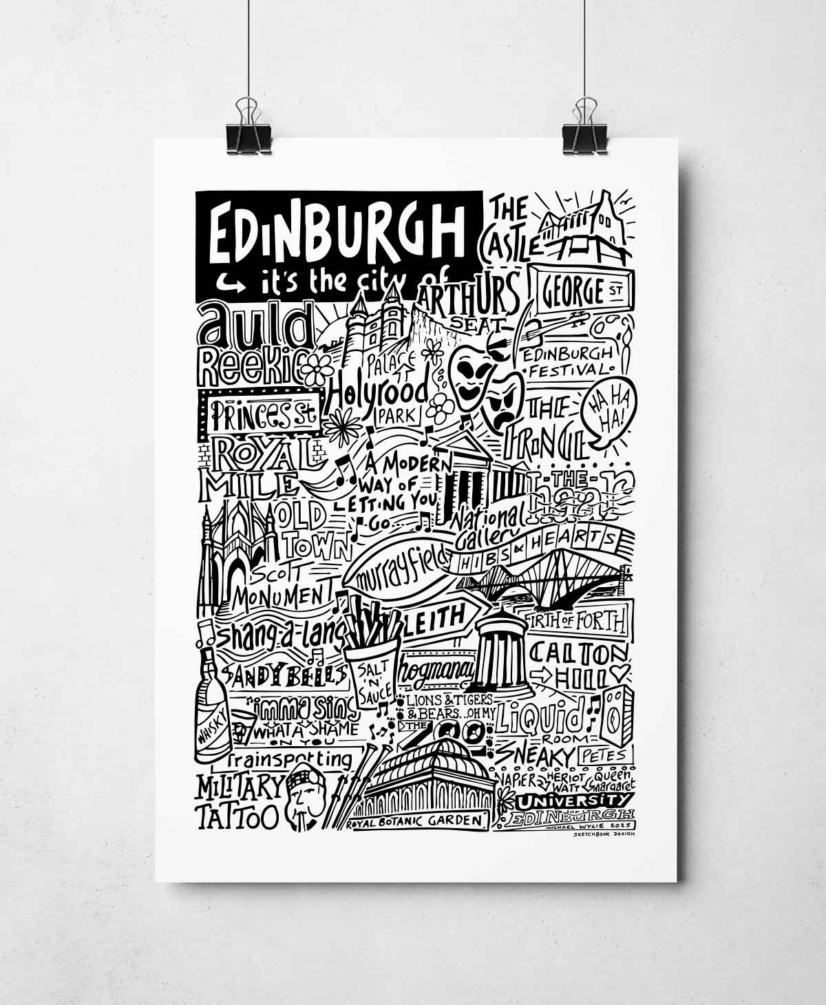Sketchbook Design - Edinburgh Landmarks It's The City Of Art Print