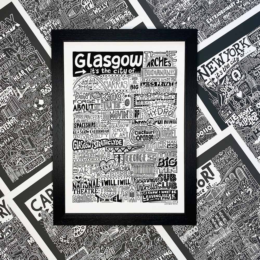 Sketchbook Design - Glasgow Landmarks It's The City Of Art Print