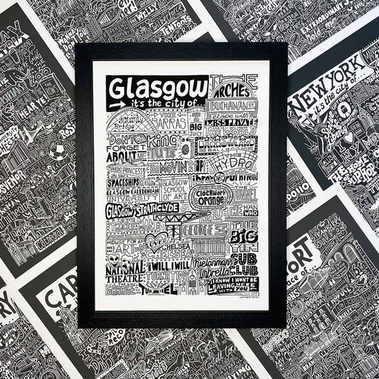 Sketchbook Design - Glasgow Landmarks It's The City Of Art Print