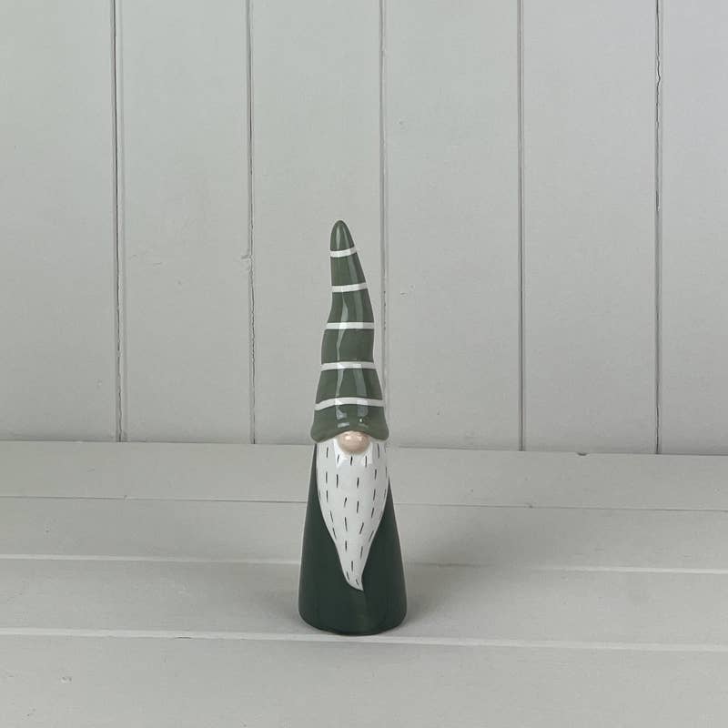 Dark Green/White Ceramic Gonk  christmas Decoration
