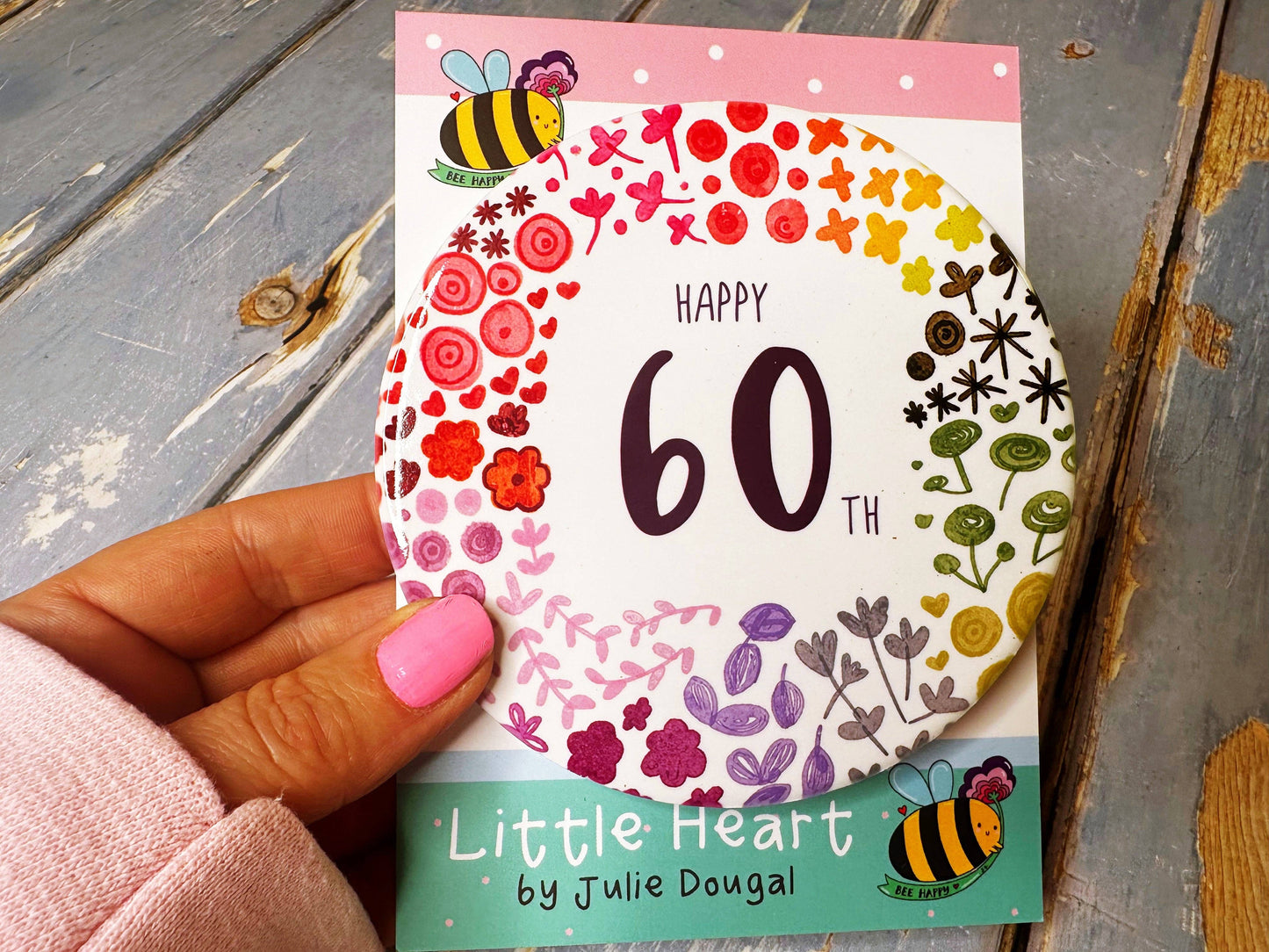 Little Heart - 60 Round Floral Ceramic Coaster