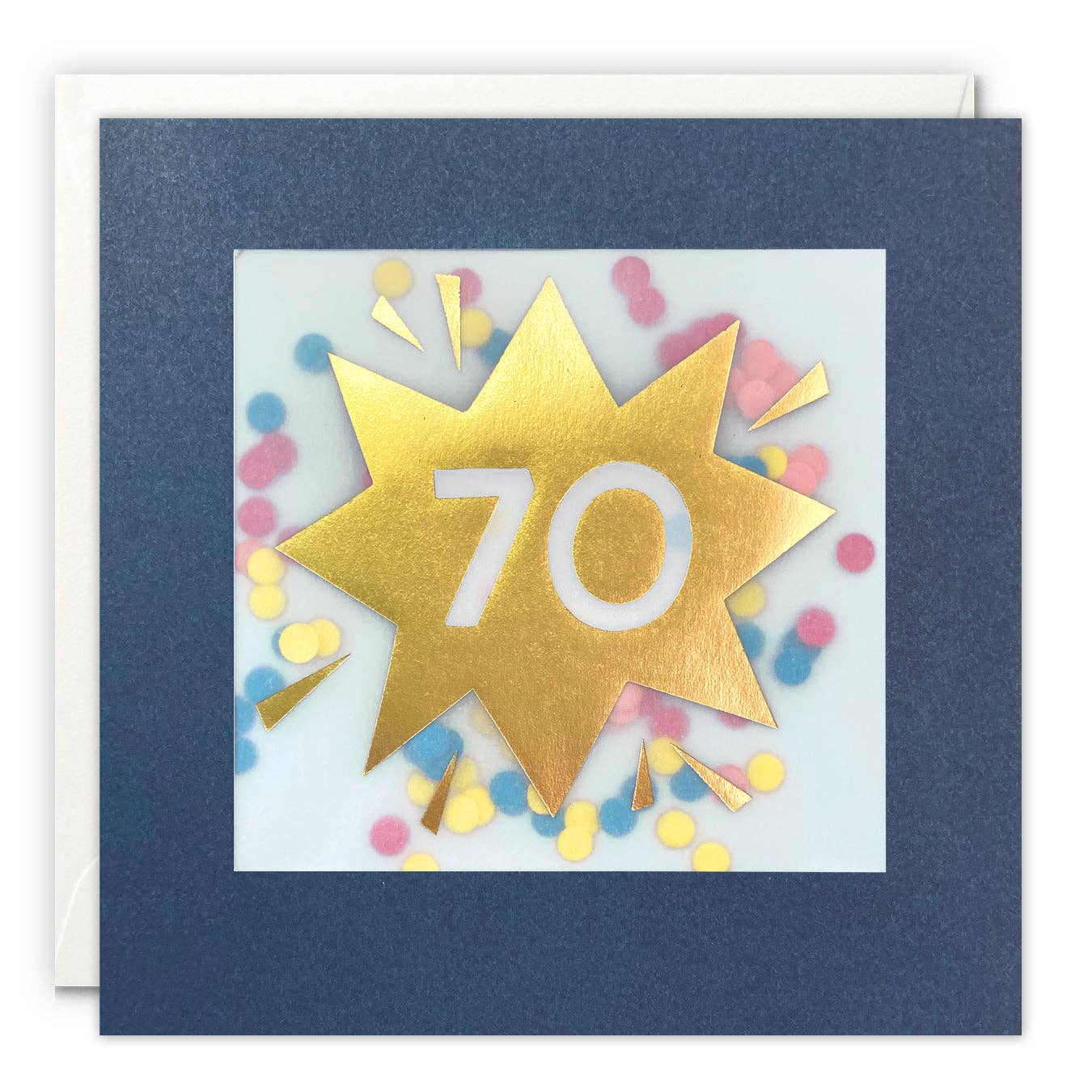 James Ellis - Age 70 Gold Confetti Birthday Card - Paper Shakies