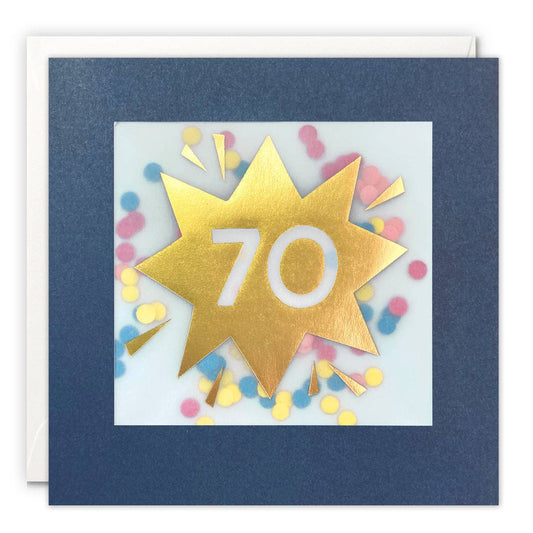 James Ellis - Age 70 Gold Confetti Birthday Card - Paper Shakies