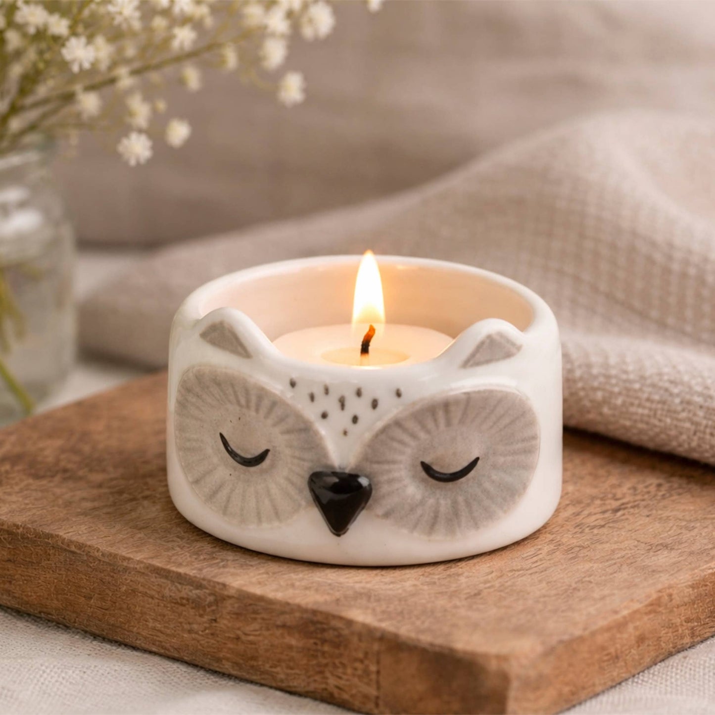 Send With Love Owl Tealight Holder In Gift Box
