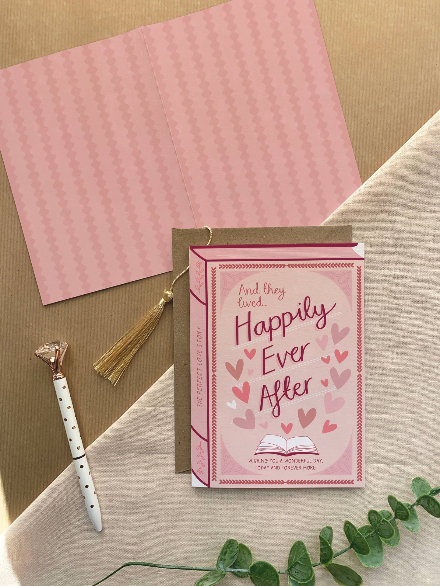 Two For Joy Illustration - Happily Ever After – Luxury Book Anniversary Wedding Card