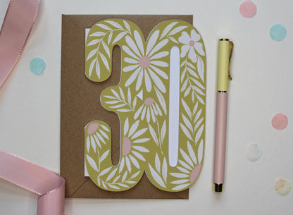 Ellice Owens Designs - Floral 30th Birthday Card for Her
